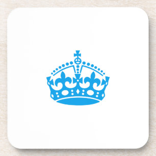 Keep calm blue victory crown coaster
