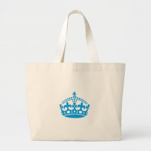 Keep calm blue victory crown large tote bag