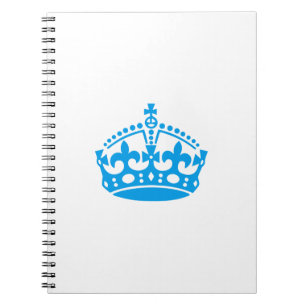 Keep calm blue victory crown spiral notebook