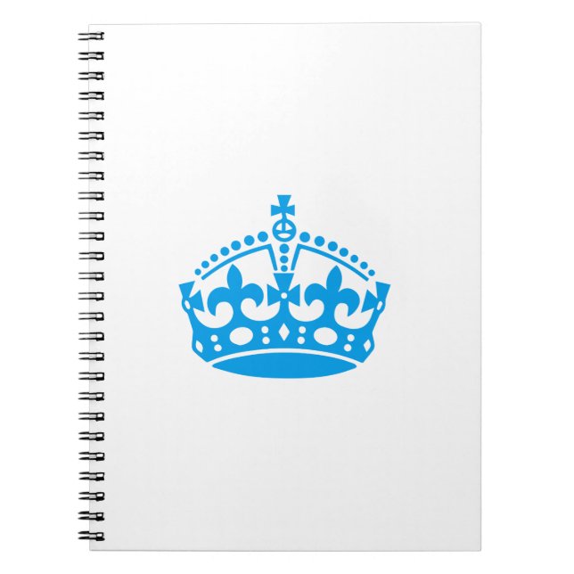 Keep calm blue victory crown spiral notebook (Front)