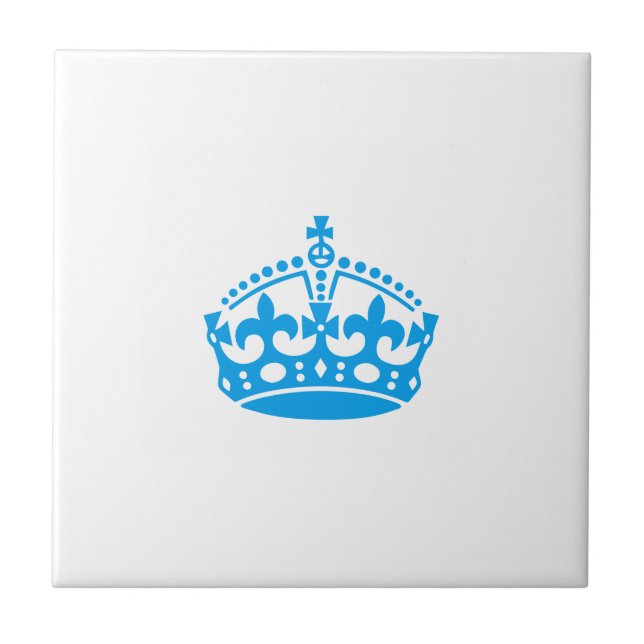 Keep calm blue victory crown tile (Front)