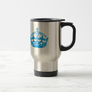 Keep calm blue victory crown travel mug