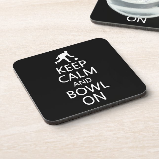 Keep Calm & Bowl On custom colour coasters (Left Side)