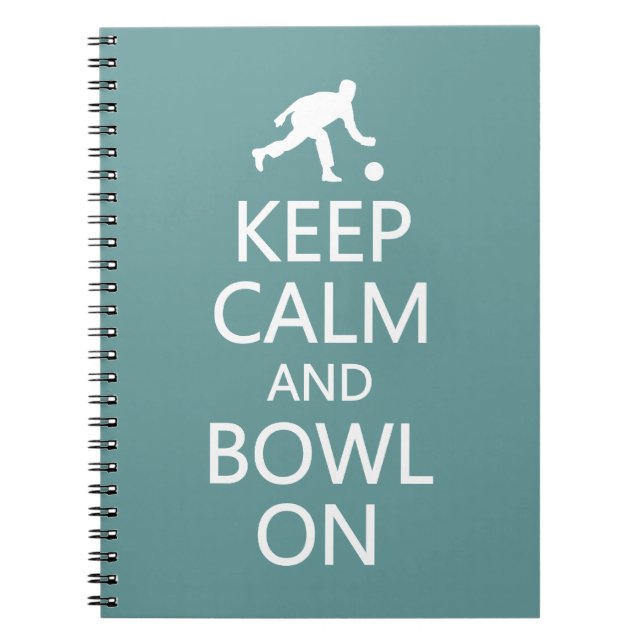 Keep Calm & Bowl On custom colour notebook (Front)