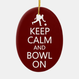 Keep Calm & Bowl On custom ornament