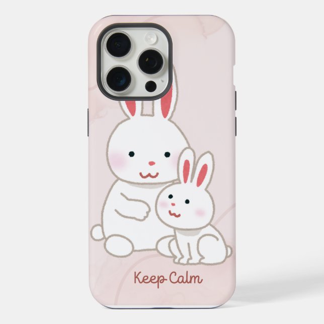 'Keep Calm' Bunny iPhone 15 Pro Max Case (Back)