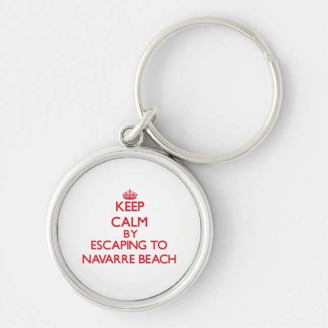 Keep calm by escaping to Navarre Beach Florida Key Ring (Front)