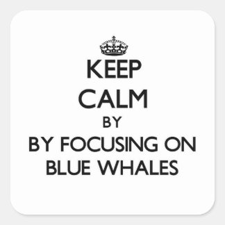 Keep calm by focusing on Blue Whales Square Sticker