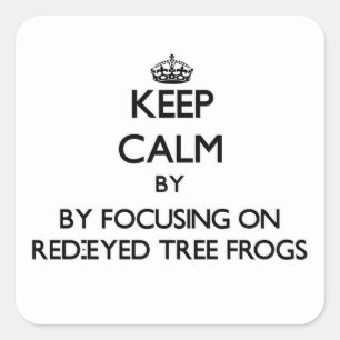 Keep calm by focusing on Red-Eyed Tree Frogs Square Sticker