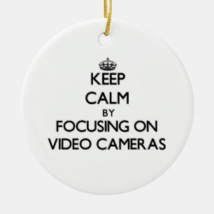 Keep Calm by focusing on Video Cameras Ceramic Tree Decoration