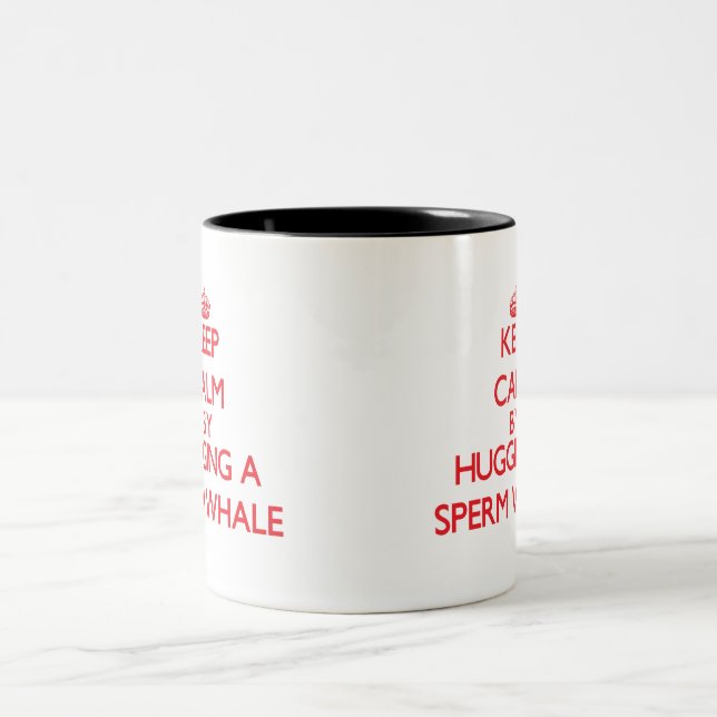 Keep calm by hugging a Sperm Whale Two-Tone Coffee Mug (Center)
