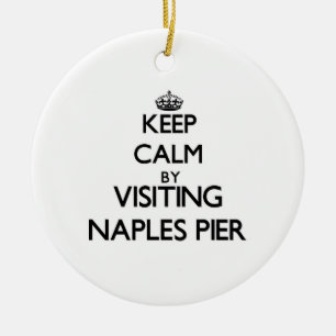 Keep calm by visiting Naples Pier Florida Ceramic Tree Decoration