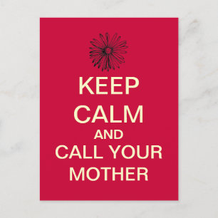 KEEP CALM Call Your Mother Postcard (Red)