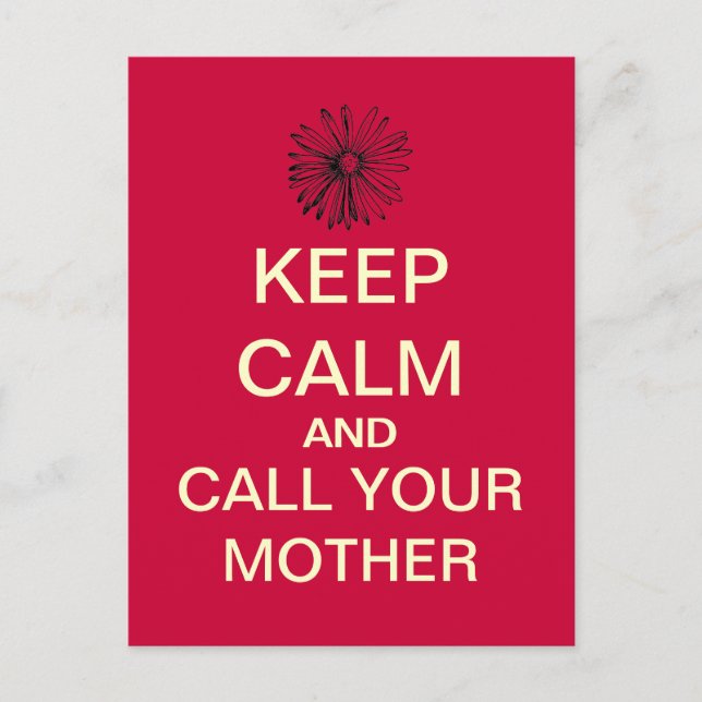 KEEP CALM Call Your Mother Postcard (Red) (Front)