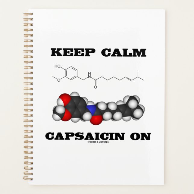 Keep Calm Capsaicin On Chemical Structure Humour Planner (Front)