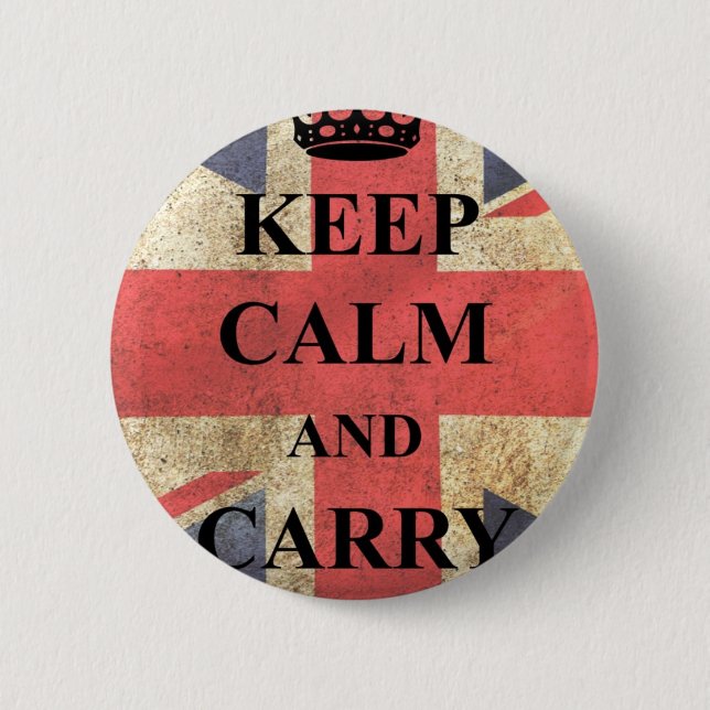 Keep Calm Carry On British Flag 6 Cm Round Badge (Front)