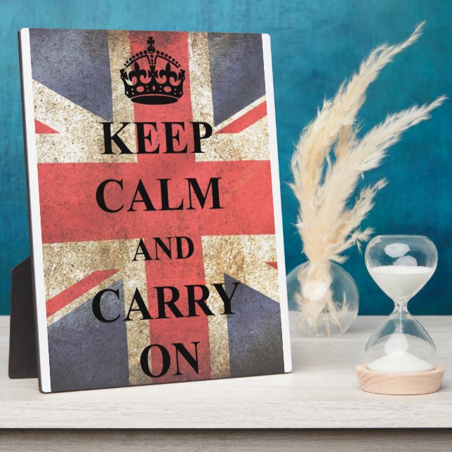 Keep Calm Carry On British Flag Plaque (Side)
