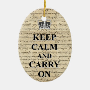 Keep Calm & Carry On Ceramic Tree Decoration