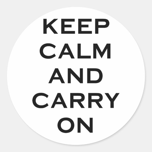 Keep Calm Carry On Classic Round Sticker (Front)