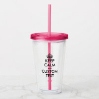 Keep calm carry on funny acrylic tumbler glass