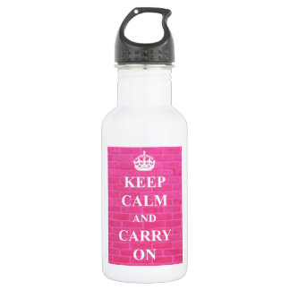 Keep Calm & Carry On Pink 532 Ml Water Bottle