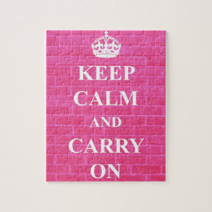 Keep Calm & Carry On Pink Jigsaw Puzzle