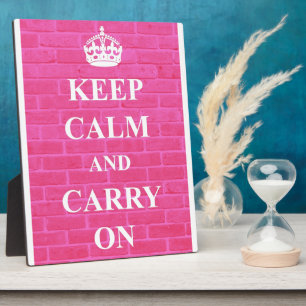 Keep Calm & Carry On Pink Plaque