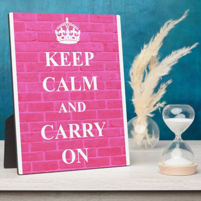 Keep Calm & Carry On Pink Plaque (Side)