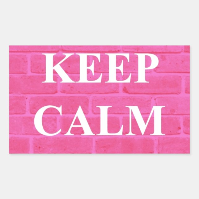 Keep Calm & Carry On Pink Rectangular Sticker (Front)