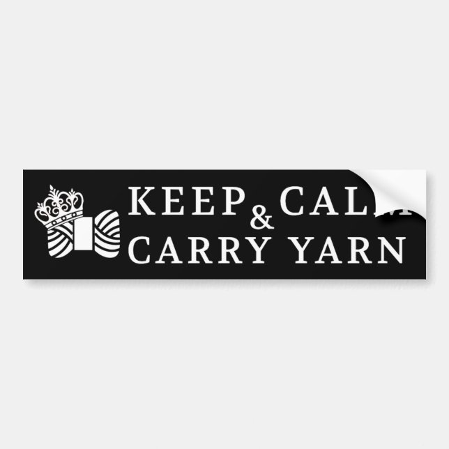Keep Calm Carry Yarn / Crafts {Dark} Bumper Sticker (Front)