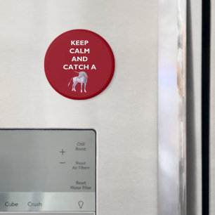 Keep Calm Catch a Unicorn White Font, Retro, ZKoA Magnet