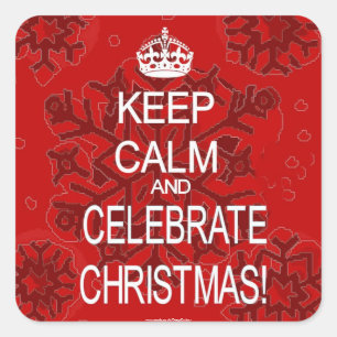 Keep Calm Celebrate Christmas red stickers