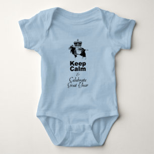 Keep Calm Celebrate Goat Year Baby Blue Bodysuit