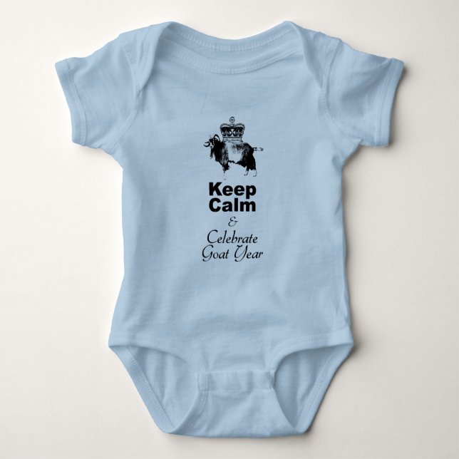 Keep Calm Celebrate Goat Year Baby Blue Bodysuit (Front)