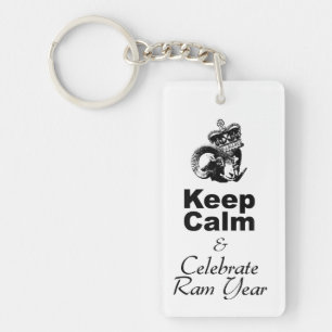 Keep Calm Celebrate Ram Year Monogram 2sided KC Key Ring