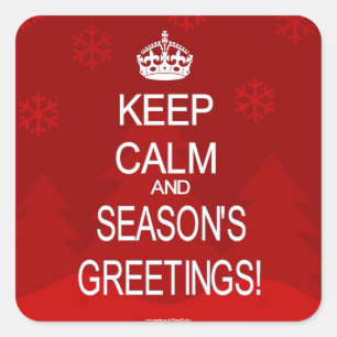 Keep Calm Christmas Seasons greetings red stickers