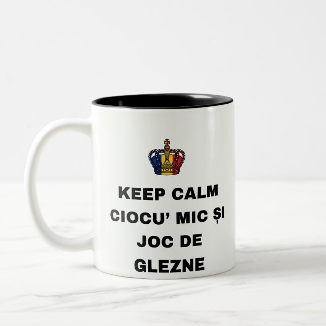 KEEP CALM CIOCU' MIC ȘI JOC DE GLEZNE Two-Tone COFFEE MUG (Left)