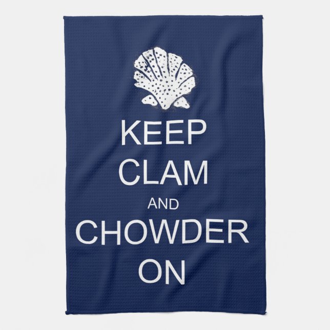 Keep Calm Clam Chowder Kitchen Towel (Vertical)