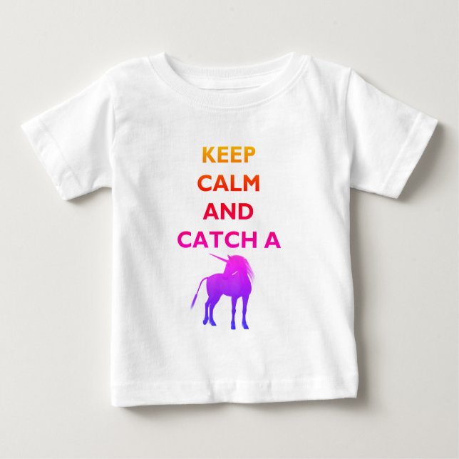 Keep Calm & Colourful Unicorn Baby Fine Jersey Tee (Front)