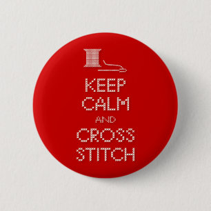 Keep Calm Cross Stitch Button