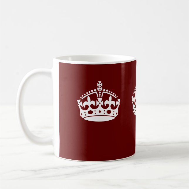 Keep Calm Crown Burgundy Red Accent Coffee Mug (Left)