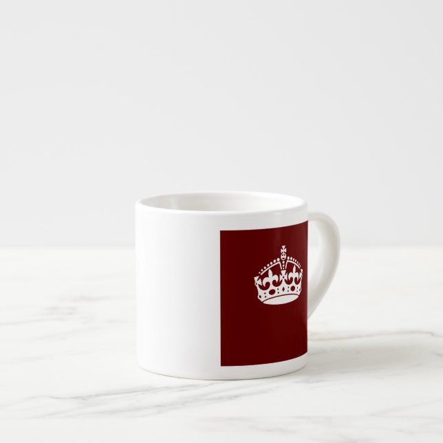 Keep Calm Crown Burgundy Red Accent Espresso Cup (Front Right)