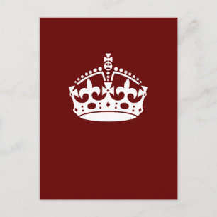 Keep Calm Crown Burgundy Red Accent Postcard