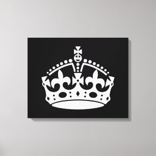 KEEP CALM CROWN Icon on Black Customise This Canvas Print