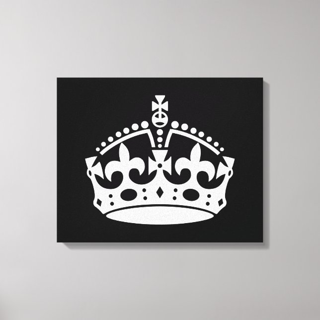 KEEP CALM CROWN Icon on Black Customise This Canvas Print (Front)