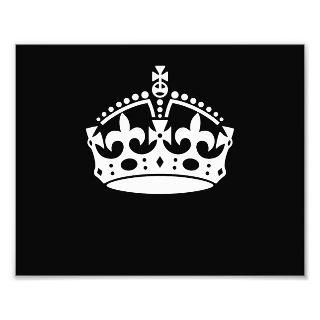 KEEP CALM CROWN Icon on Black Customise This Photo Print (Front)