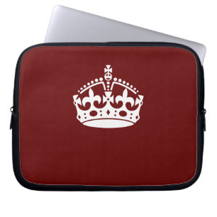 Keep Calm Crown Icon on Burgundy Red Laptop Sleeve