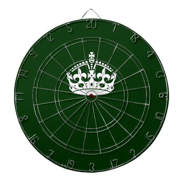 Keep Calm Crown Icon on Forest Green Dartboard (Front)