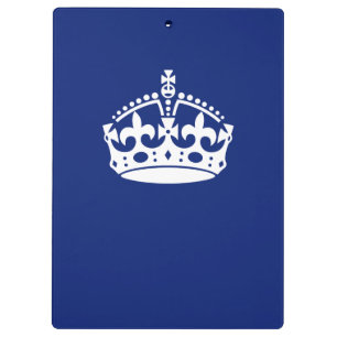 Keep Calm Crown Icon on Navy Blue Clipboard