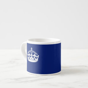 Keep Calm Crown Icon on Navy Blue Espresso Cup